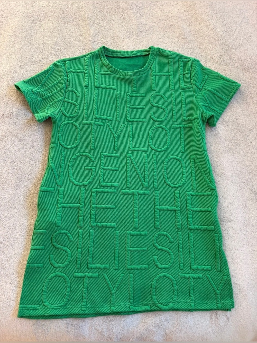 Green Short Sleeve with Pockets Textured Dress Size S-M